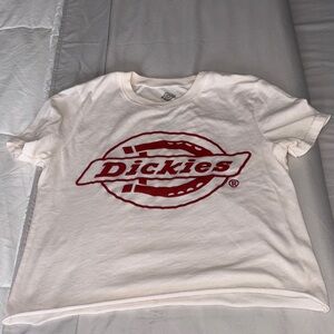 Dickies Women’s Crop Cream and Dark Red Logo Tee